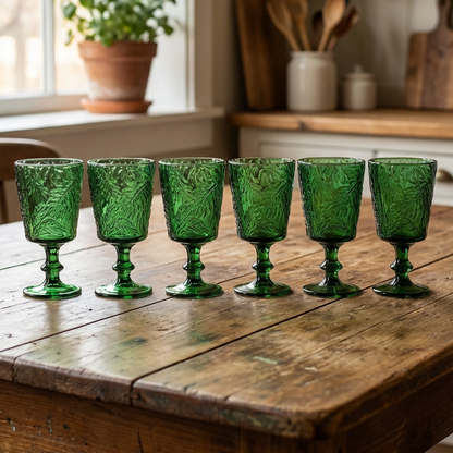 Set 6 Copas Monstera Verde