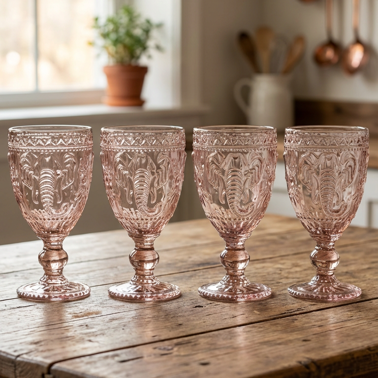 Set de 4 Copas Elefante Rosa